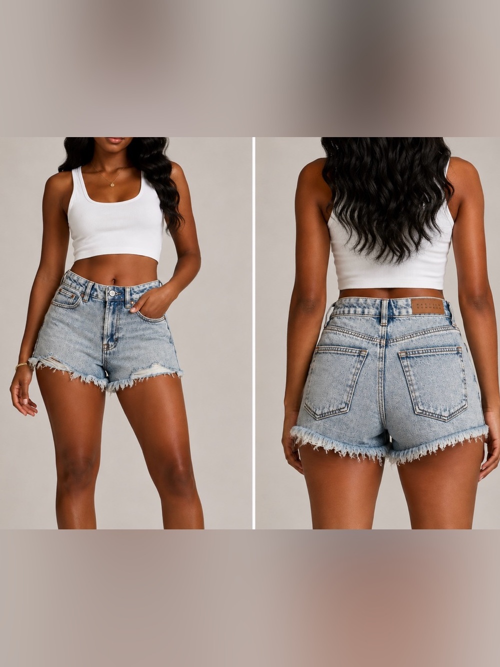 PacSun Ivy High Rise Festival Distressed Denim Shorts Light Wash Size 23